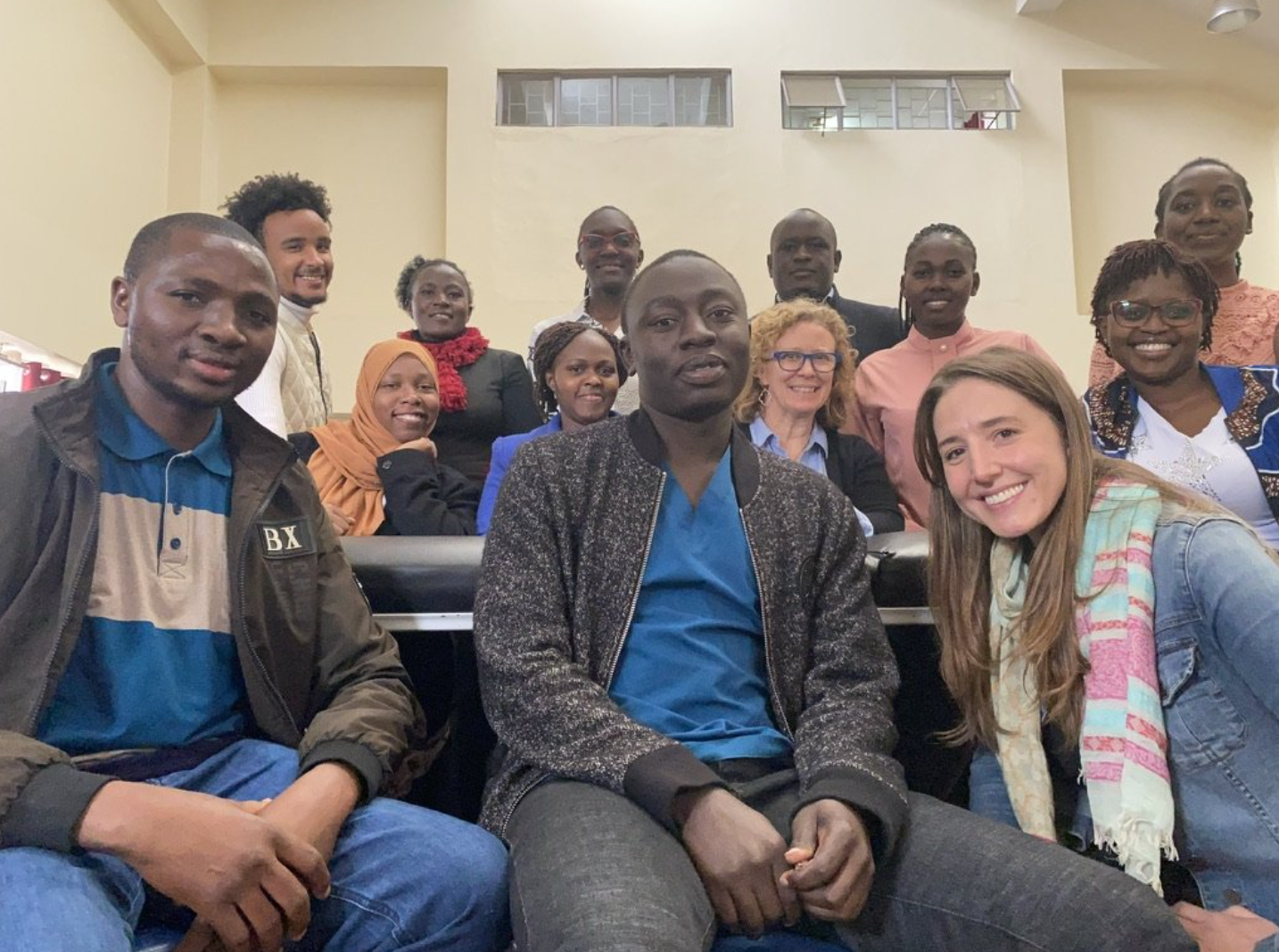 Jillian Caster, DPT ’08 (front right), and Associate Professor Michelle “Missy” Criss (middle row, second from right) pose with physiotherapists they taught in Nairobi, Kenya. (Photo courtesy of Michelle Criss) 