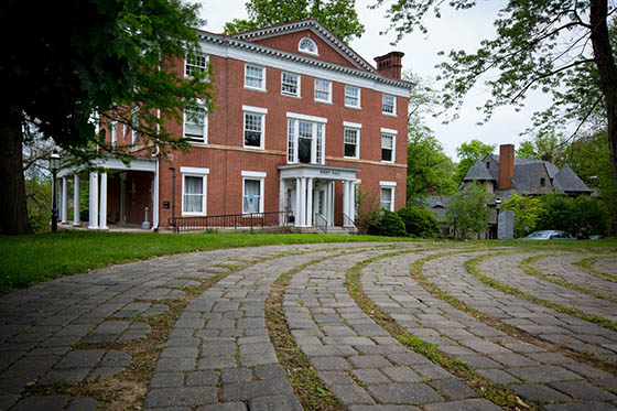 Photo of red brick Berry Hall on Chatham University's Shadyside Campus