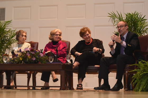 Photo of Dr. Finegold and three women speaking on a panel